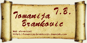 Tomanija Branković vizit kartica